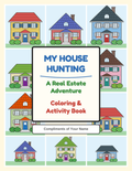 My House Hunting coloring book cover with colorful houses
