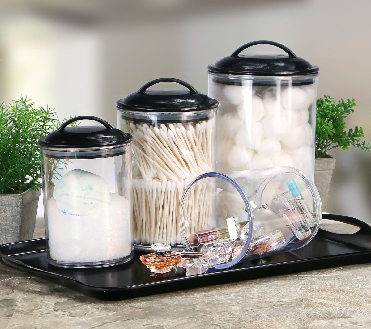 Acrylic Kitchen Canister Set of 3 (Black)