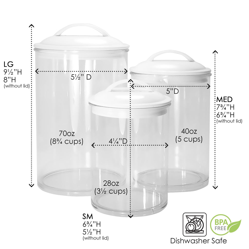 Acrylic Kitchen Canister Set of 3 (Black)