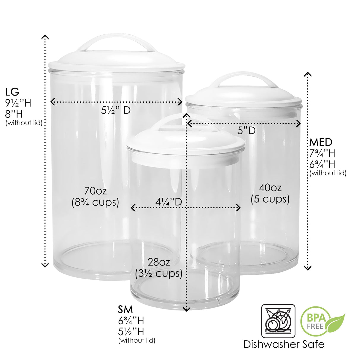 Acrylic Kitchen Canister Set of 3 (Black)