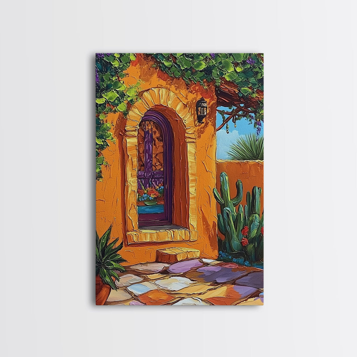 Spanish doorway framed canvas print