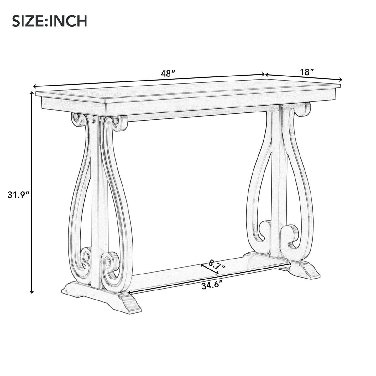 48" Rustic Farmhouse Console Table (Walnut)