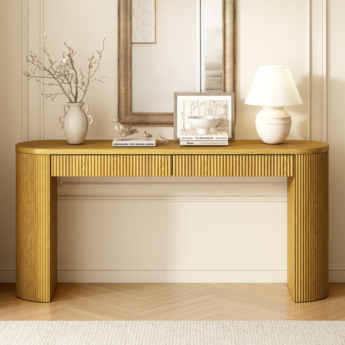 58 inch entryway console table with drawers