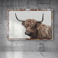 Highland cow rustic canvas wall art