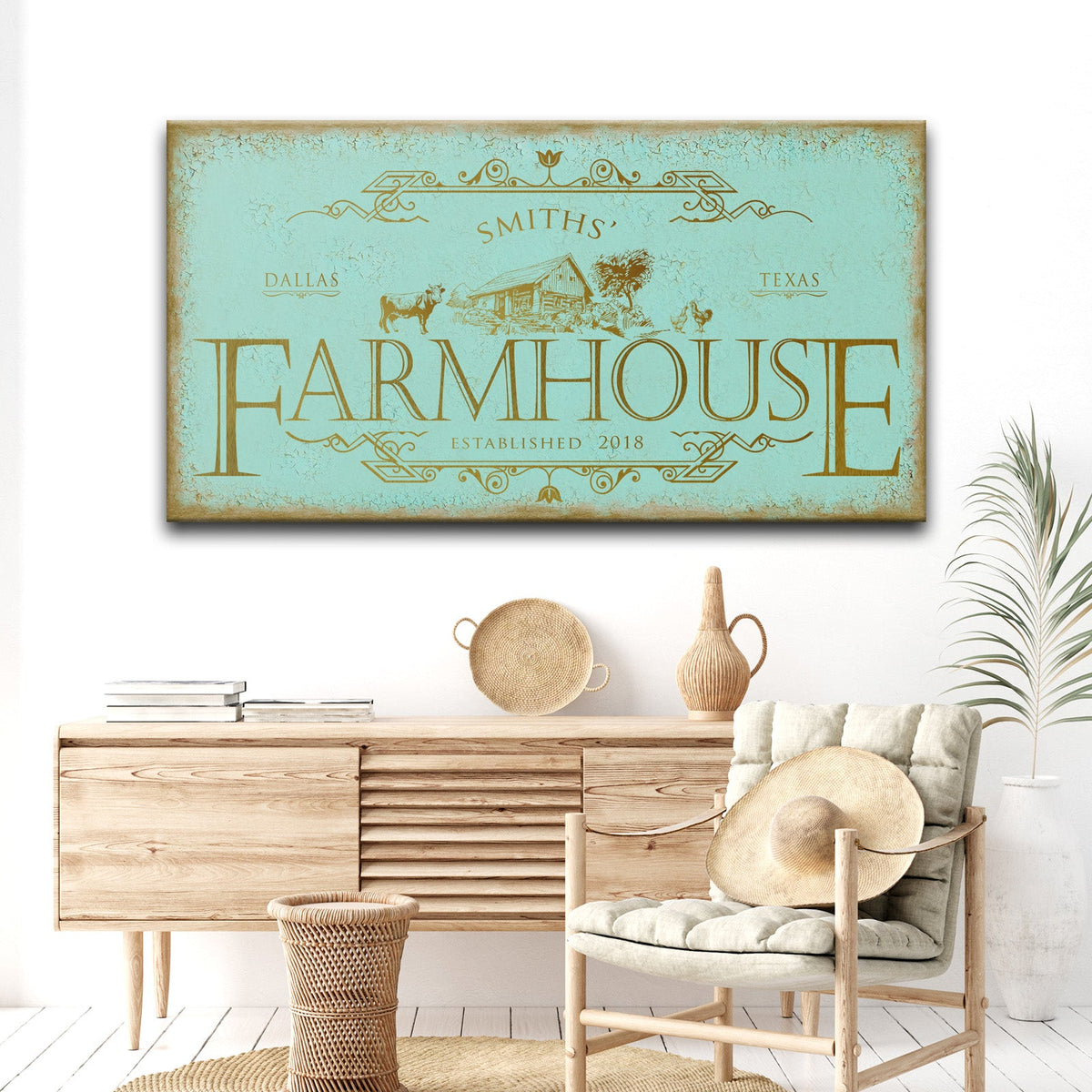 Rustic farmhouse personalized canvas sign