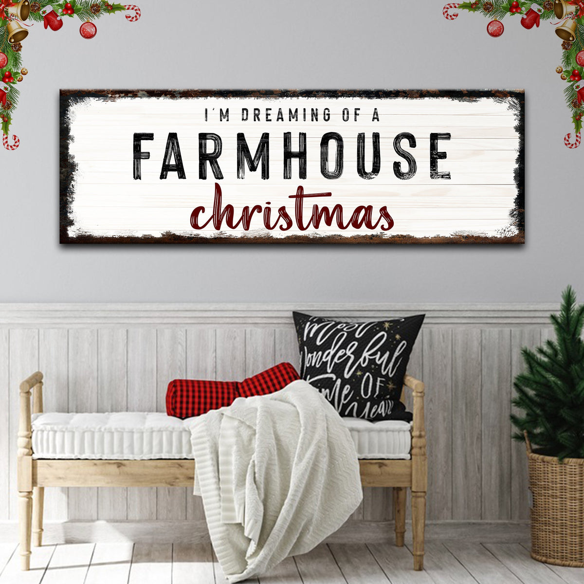 Farmhouse Christmas personalized canvas sign