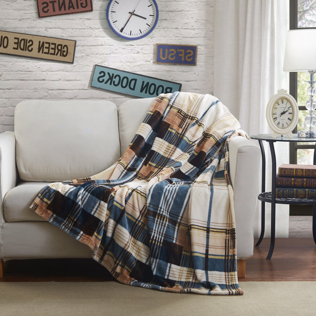 Plaid winter cabin flannel throw blanket