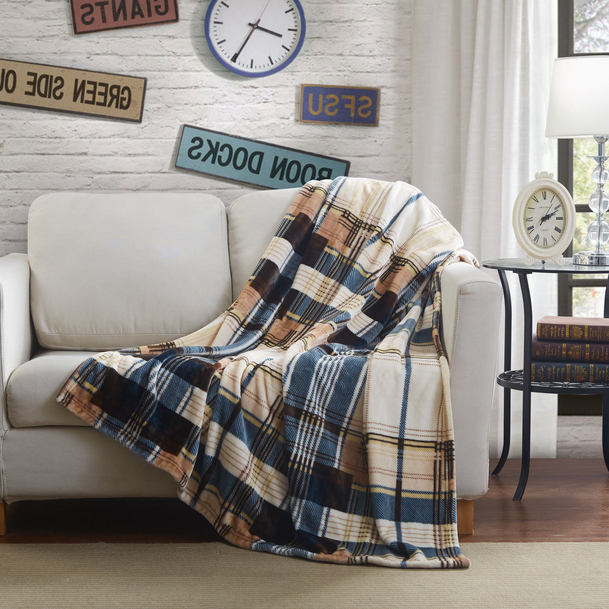 Plaid winter cabin flannel throw blanket