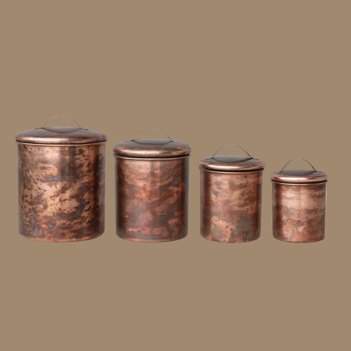 Set of four stainless steel kitchen canisters