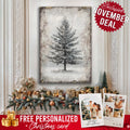 Vintage Christmas tree canvas wall art