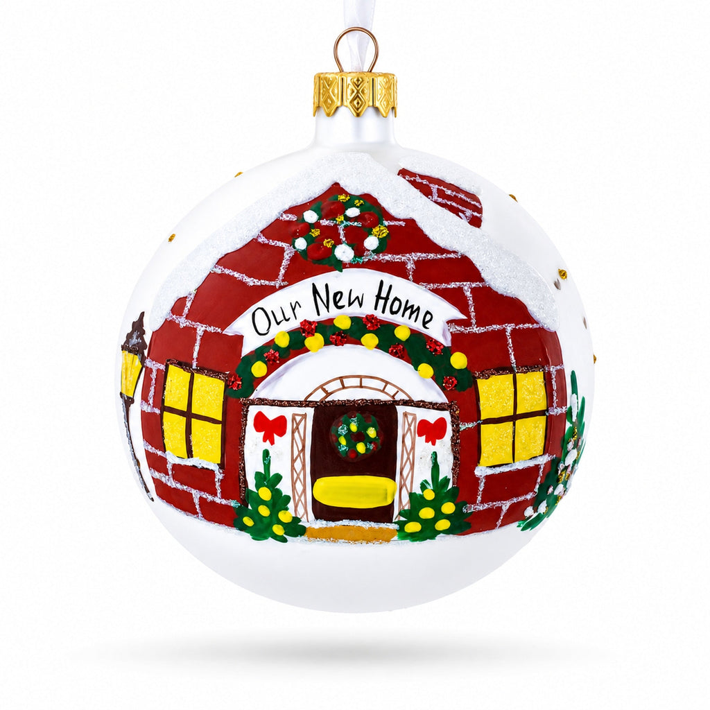 Hand-painted housewarming glass ball Christmas ornament