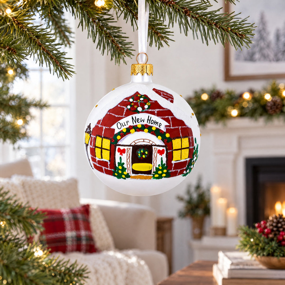 Hand-Painted Housewarming Glass Ornament