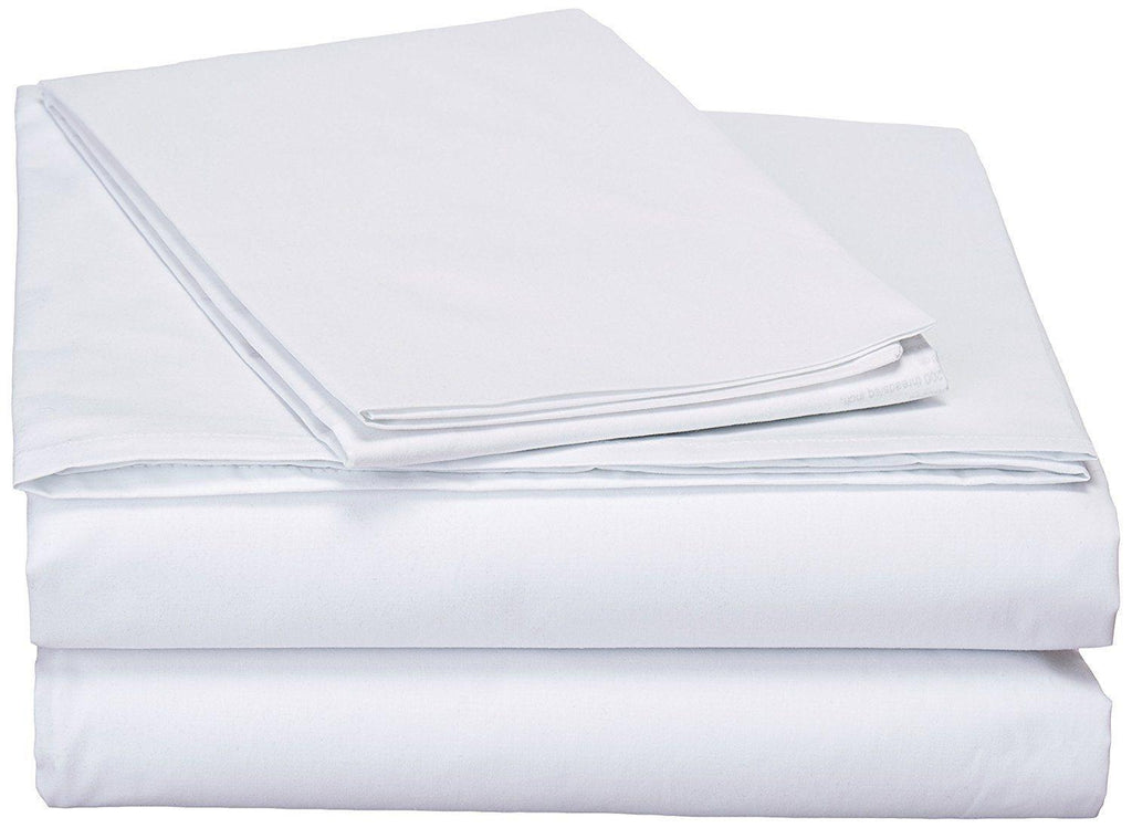 White cotton flat sheet set with pillowcases