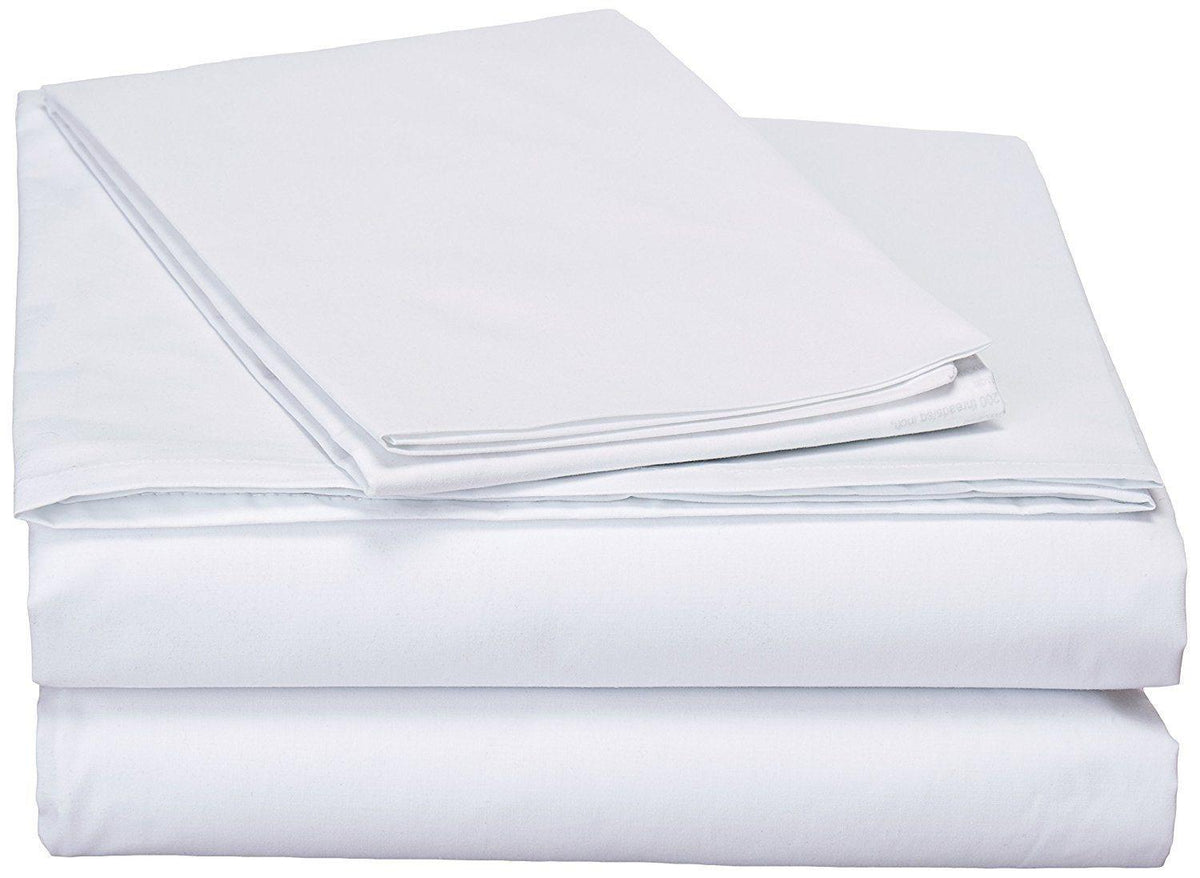White cotton flat sheet set with pillowcases