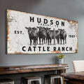 Cattle ranch rustic personalized canvas sign
